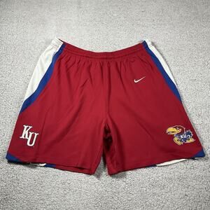 Kansas Jayhawks Shorts Mens L Nike Red Basketball Team Issued NCAA Vintage